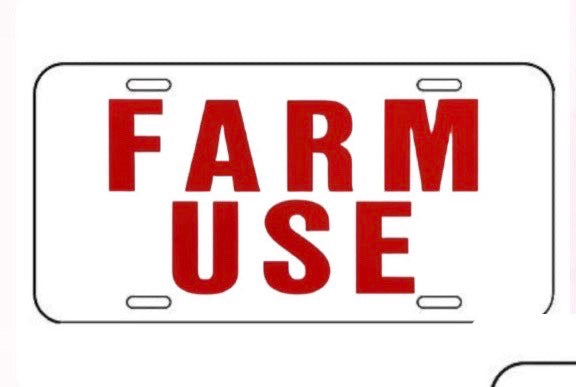 “Farm use” License plate
