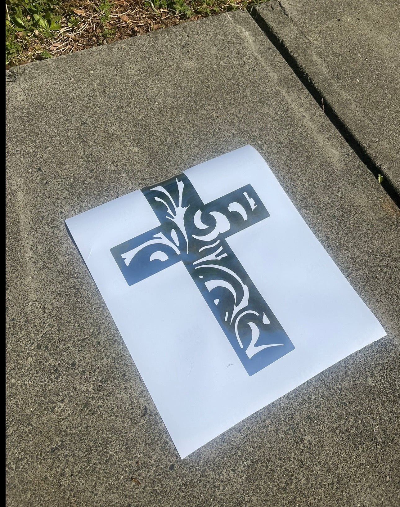 Engraved Cross Sticker